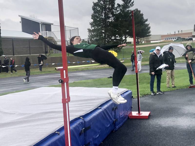St. Bede's Ali Bosnich jumps during Thursday's Three Rivers Track & Field Meet at Bureau Valley High School.