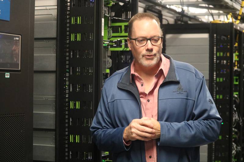 Michael Reffle, director of site operations north for Meta's DeKalb Data Center, gives a tour of the data storage spaces which are carefully temperature controlled at the campus, 2050 Metaverse Way, DeKalb on Wednesday, Nov. 29, 2023. The data center's servers are now operational. Once complete, the campus will house more than 2.3 million square feet across five buildings.