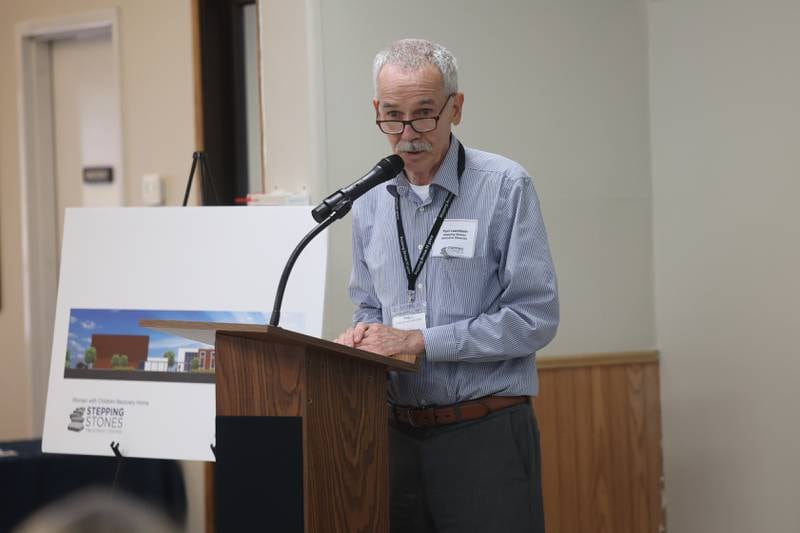 Stepping Stones Executive Director Paul Lauridsen speaks at the groundbreaking ceremony for the Stepping Stones Treatment Center recovery home for women and children on Friday June 28, 2024 in Joliet.