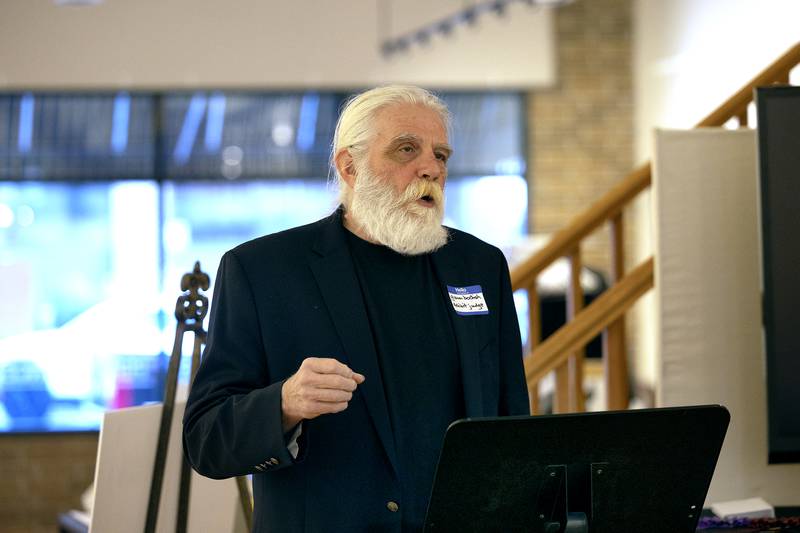 Sauk Valley College Art Professor Glenn Bodish handed out two 3D awards and seven 2D awards Friday, March 28, 2025, for a student art show at The Next Picture Show in Dixon.
