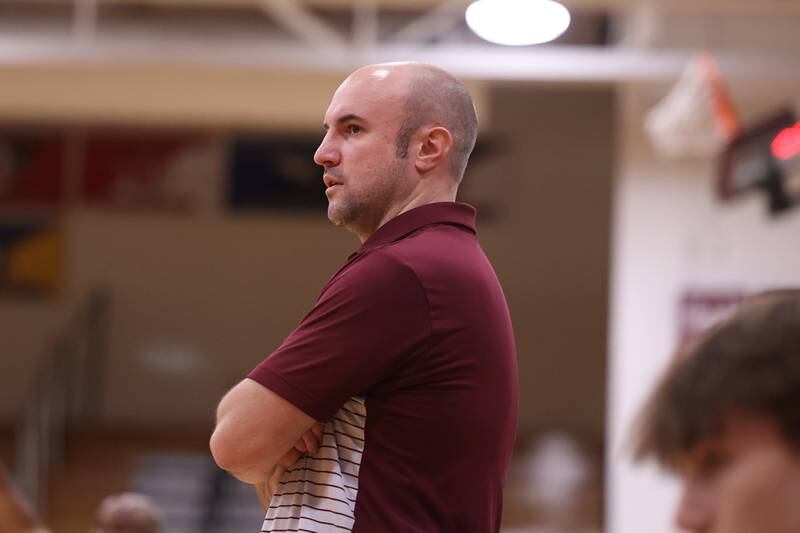 Lockport head coach Brett Hespell during the game against Plainfield South on Wednesday January 25th, 2023.