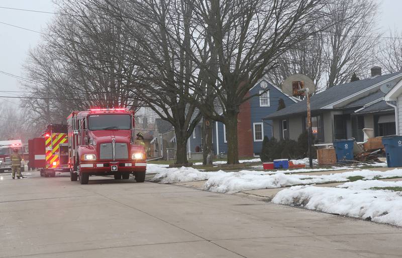 Oglesby firefighters begin to clear the scene of a structure fire in 500 block of Hayden Avenue on Monday, Jan. 29, 2024, in Oglesby. The fire happened shortly after 6:30 a.m. The home was unoccupied and is now considered uninhabitable.