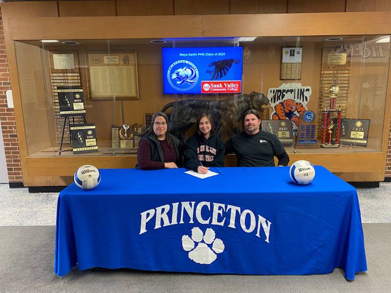 Princeton High School senior Maya Gartin recently signed to play volleyball for Sauk Valley College. She was joined by her parents, Martha and Brandon.