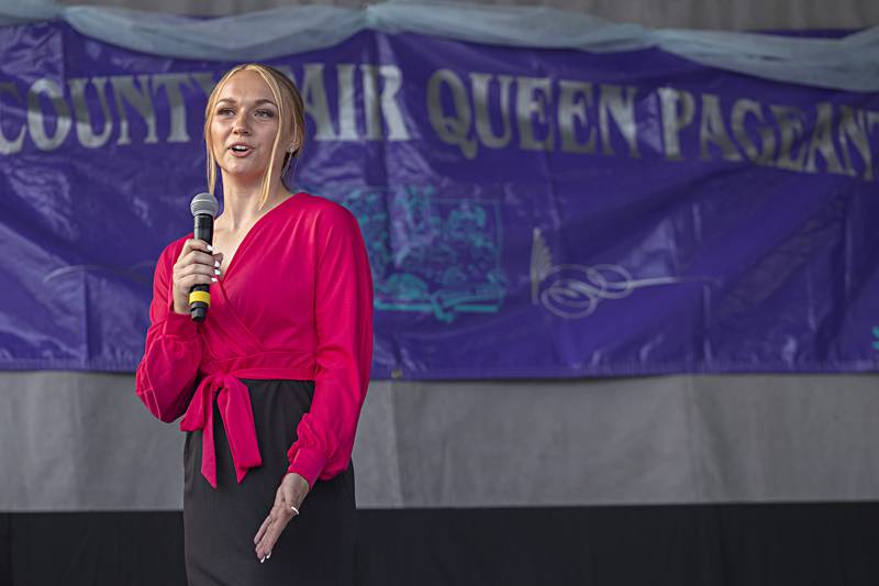 Ali Danekas answers a question Wednesday August 2, 2023 during the Ogle County pageant.
