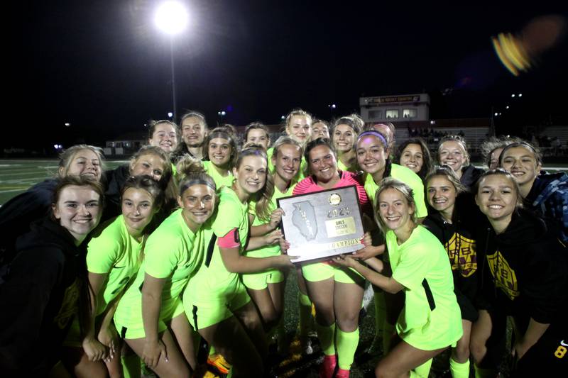 Richmond-Burton’s Rockets celebrate a win over Willows in Class 1A Sectional title soccer action at Richmond Friday night.
