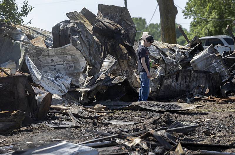 Schultz’s husband Joseph Norton surveys the damage at Haunted Haven Thursday, May 23, 2024.