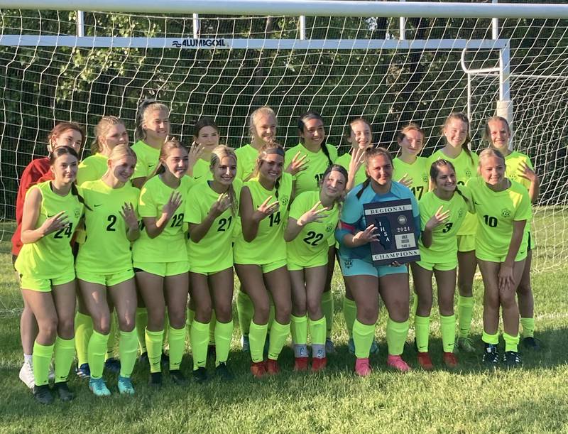 Richmond-Burton celebrates a 7-0 win against St. Edward in the Class 1A Westminster Christian Regional final on Wednesday, May 15, 2024, in Elgin.