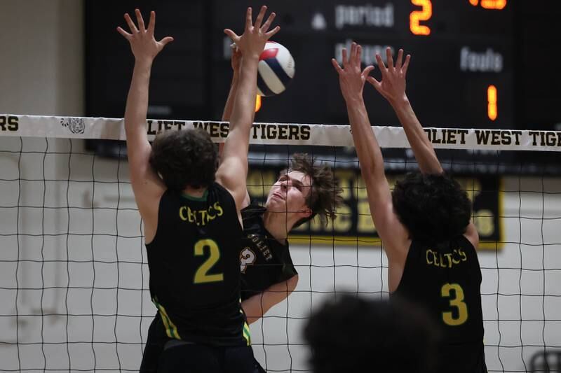 Joliet West’s Nathan Fleischauer powers a shot against Providence on Thursday, March 23, 2023 in Joliet.