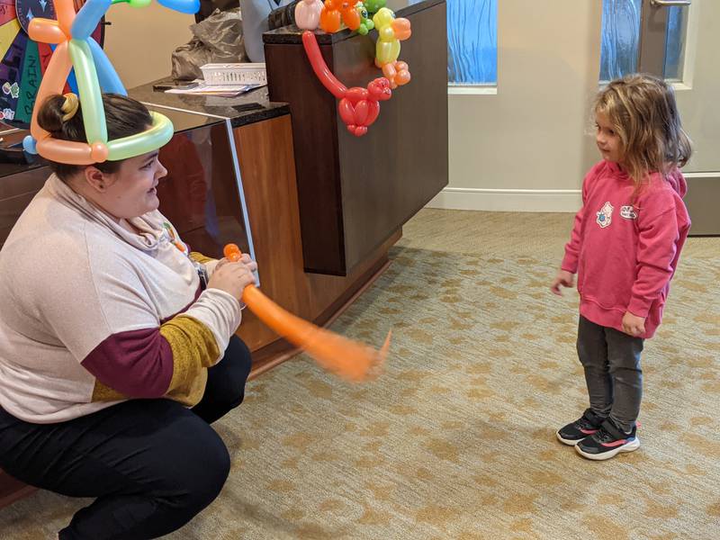 Dr. Blair Wright, a pediatrician at Valley West Hospital, led children like Ellie Hull of Steward in different activities as part of Natural Rural Health Day on Nov. 16 at Northwestern Medicine Valley West Hospital in Sandwich.