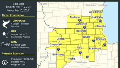 Tornado watch in effect in northern Illinois until 8 p.m. Tuesday