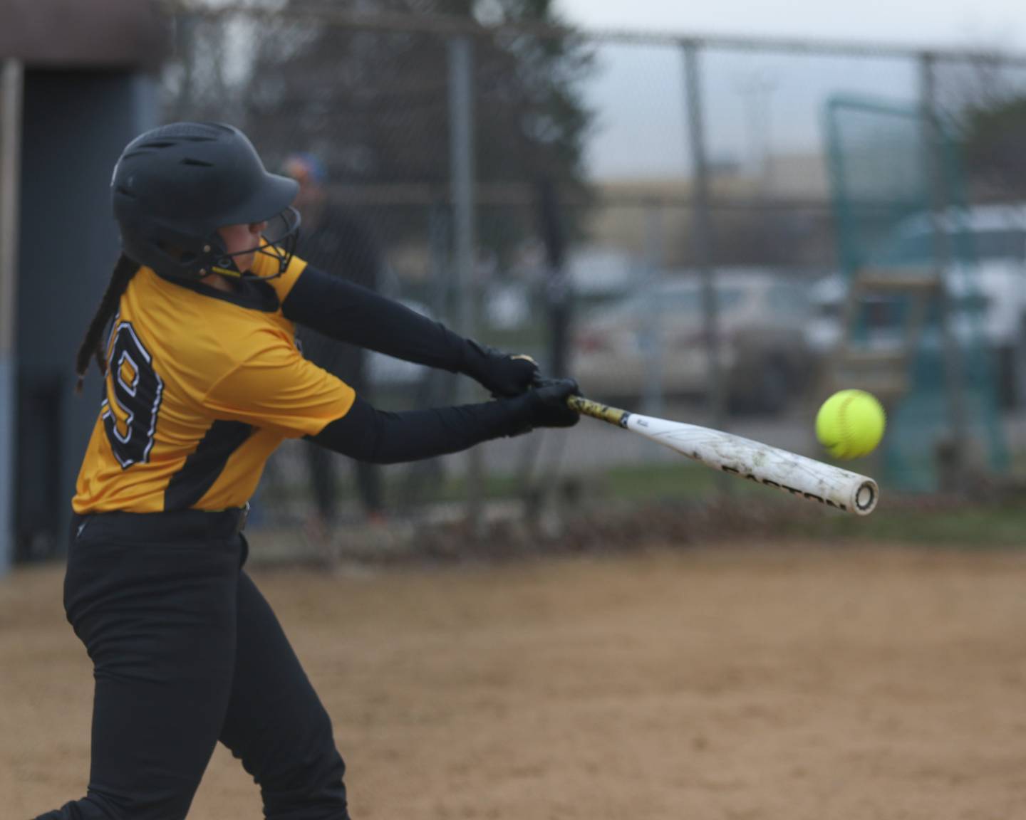 Joliet West's Gabriela Juarez (39) connects on a pitch during softball game between Joliet West at Joliet Catholic on Thursday, March 27, 2025  in Joliet.