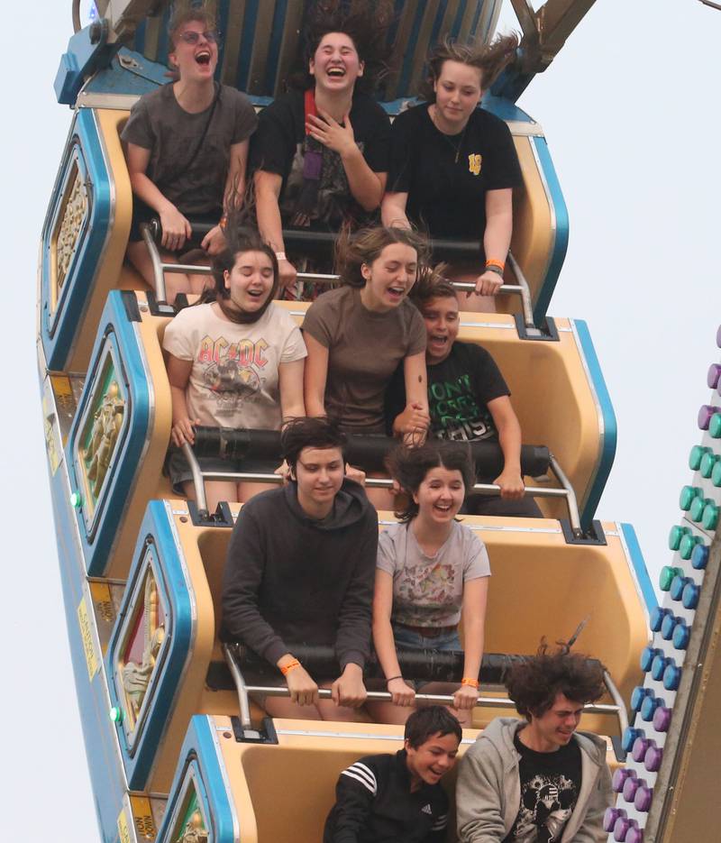 People ride Pharaohs Fury during the Oglesby Summer Fun Fest on Thursday, June 15, 2023 in Oglesby.