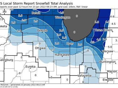 Overnight snow blankets much of northern Illinois; accumulations range from 1 to 3.6 inches
