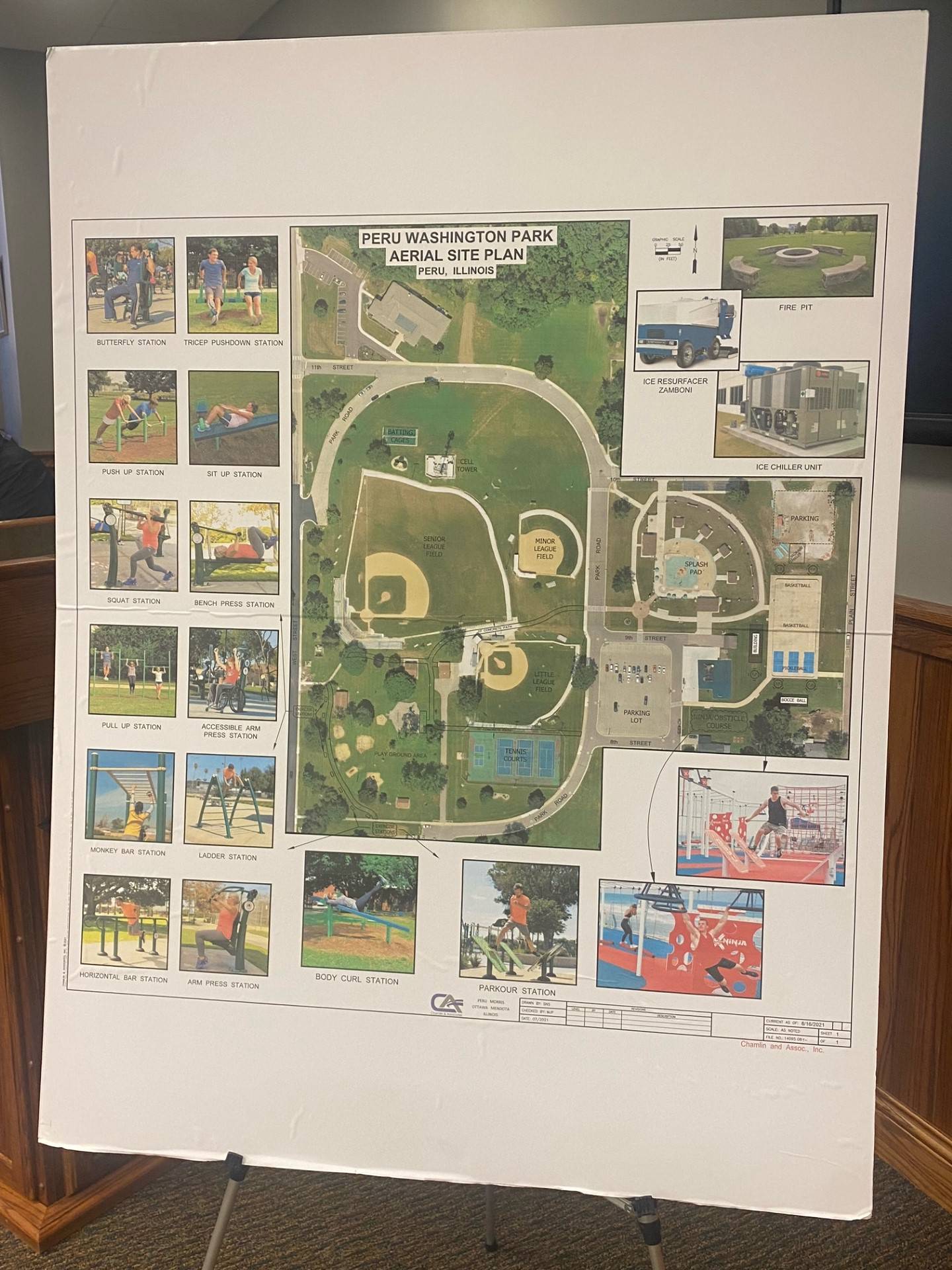 The planned project through the OSLAD grant includes chiller building, ice resurfacer Zamboni and fire pits for the ice rink as well as additional recreational activities, such as an indoor heated bathroom and locker room facility, a ninja gym course and fitness equipment on the trail.