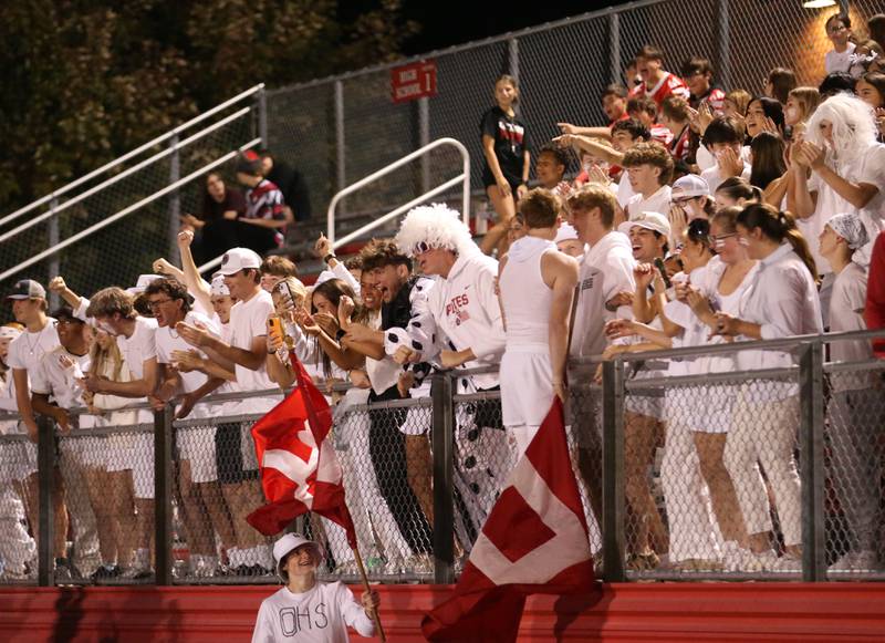 Ottawa High School students cheer on the Pirates as they play L-P during the Homecoming game on Friday, Oct. 4, 2024 at King Field.
