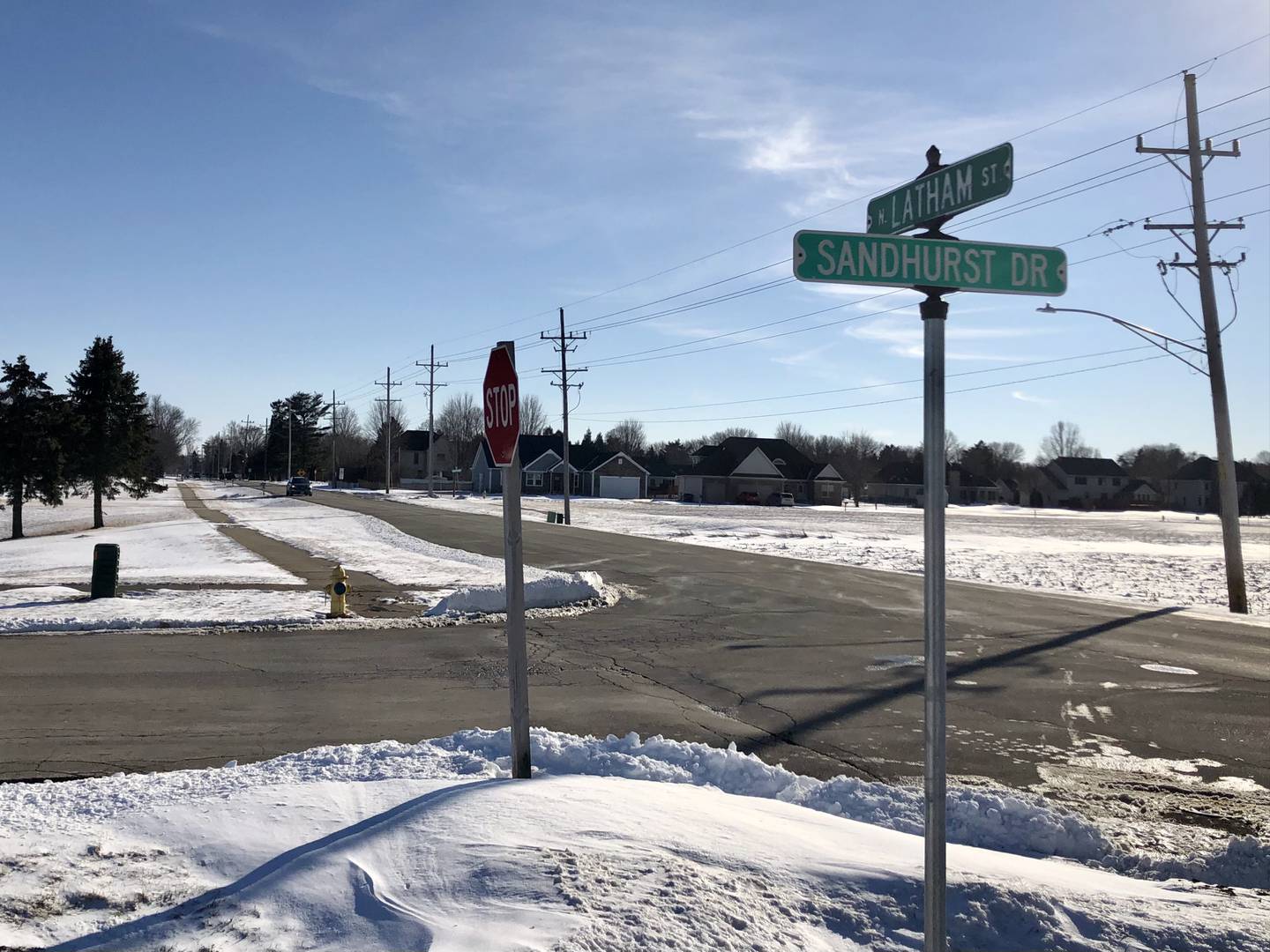 Intersection of Latham St. and Sandhurst Dr., the northmost point of construction. (David Petesch - dpetesch@shawmedia.com)