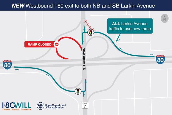 Newly rebuilt I-80 ramp to Larkin Avenue in Joliet opens Saturday