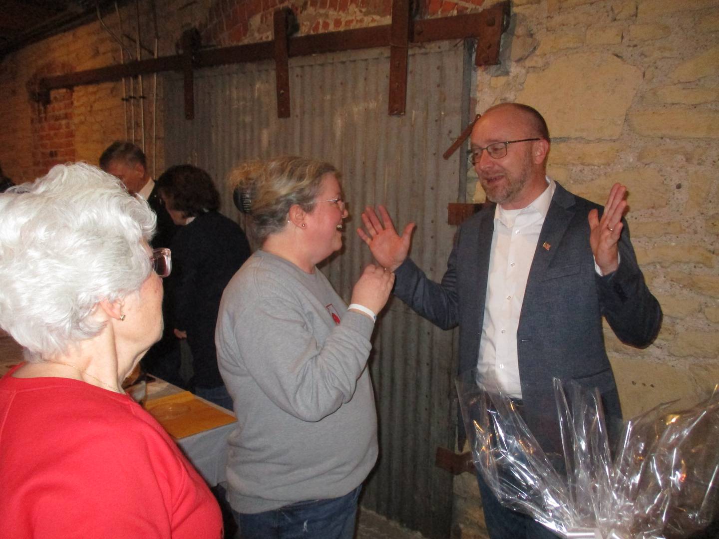 Jed Davis of Newark meets voters during a GOP campaign rally on March 3, 2022 in Plano. Davis, president of the Parkview Christian Academy in Yorkville, is running for state representative in the 75th District. (Mark Foster --mfoster@shawmedia.com)