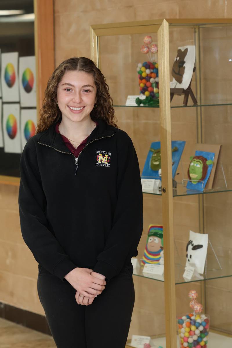 Montini Catholic High School junior Autumn Schumerth of Elmhurst has been named Bronco Artist of the Month for February 2024 after being nominated by art teacher Stephanie Kuecker.