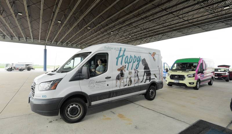 Anderson Humane van waits for the Dog Is My CoPilot  flight to arrive at the Aurora Municipal Airport on Thursday, Jul 24, 2025 in Sugar Grove.