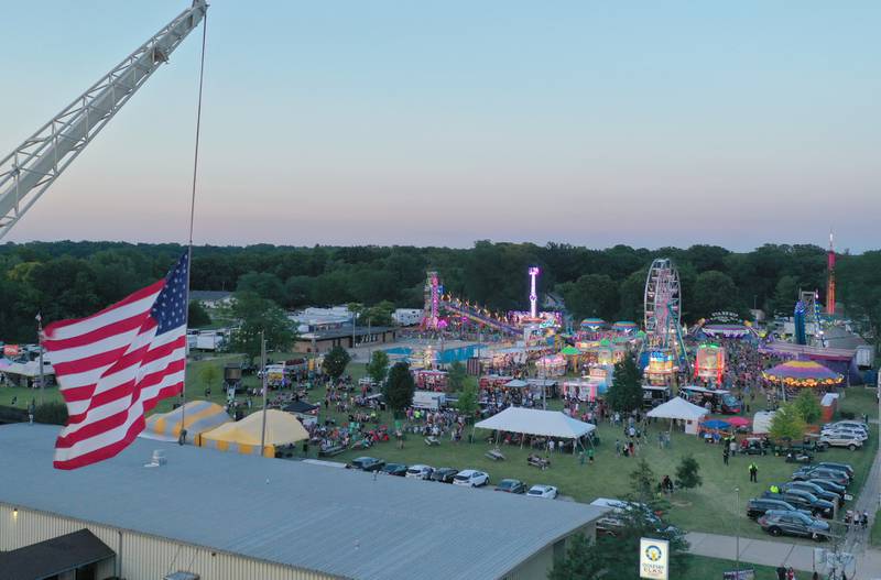 An aerial view of Summer Fun Fest on Friday, June 14, 2024 in Oglesby.