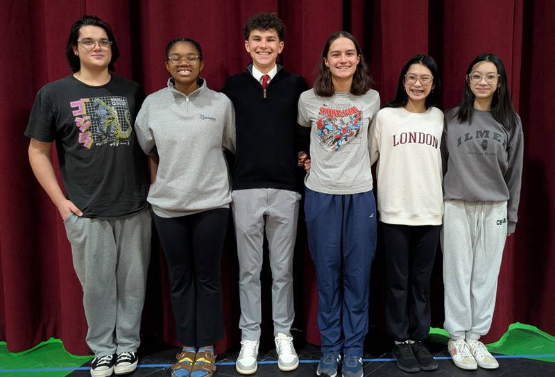 From left to right: Sebastian Wright, Aralin McLain, Elliot Peeling, Sarah Eckardt, Alexya Tran and Lia Tran.