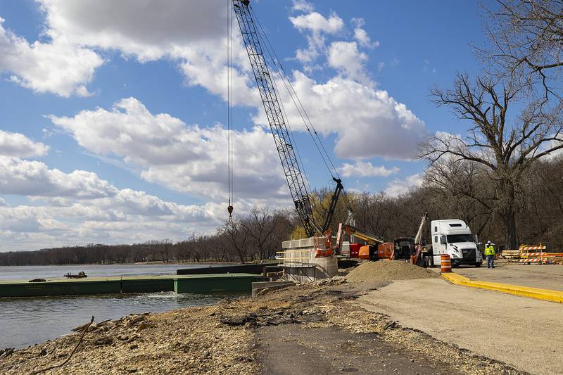 Work continues Wednesday, March 26, 2025, on Project Rock in Dixon’s Page Park.