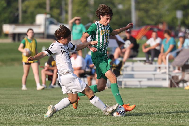 Joliet Catholic’s Vincent Dinovo makes a shot on Providence’s Jimmy Piko on Aug. 21, 2023 in New Lenox.
