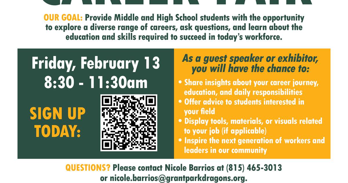 Grant Park Schools seeks professionals for Career Exploration Fair Feb. 13