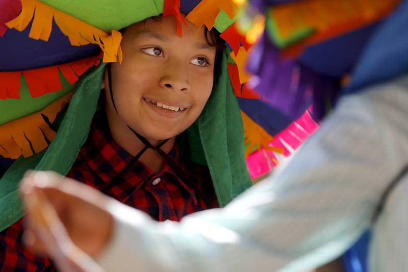 Jaime Velasquez smiles as he dances with Ballet Folkloric Erandi on Sunday, Sept. 14, 2025, during the annual Hispanic Connections Mexican Independence Day Celebration in the Historic Woodstock Square. The celebration featured music, food and culture.