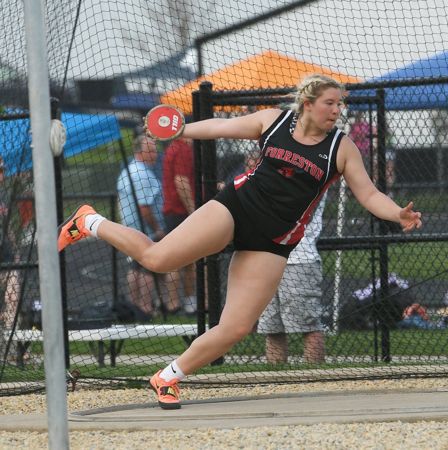 Forreston-Polo's Sydni Badertscher qualified for the state meet in the discus at the 1A Winnebago Sectional on Friday, May 13.