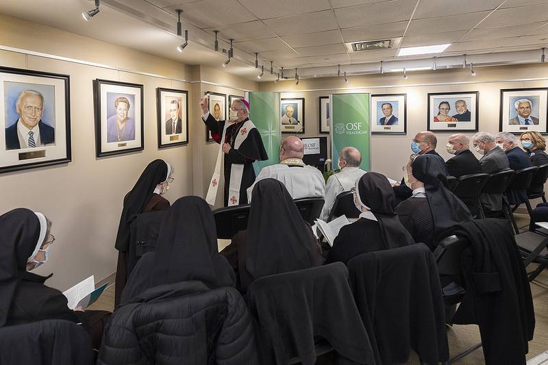 Rockford Diocese Bishop David Malloy blesses the new OSF HealthCare Saint Katharine Medical Center Tuesday, Jan. 7, 2025, in Dixon.