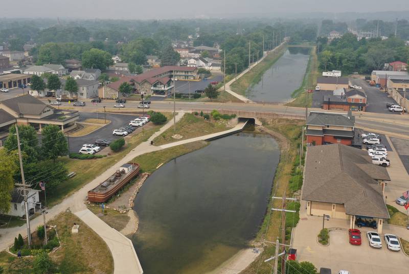 The Illinois and Michigan Canal has water flowing through it on Tuesday, June 27, 2023 downtown Ottawa.