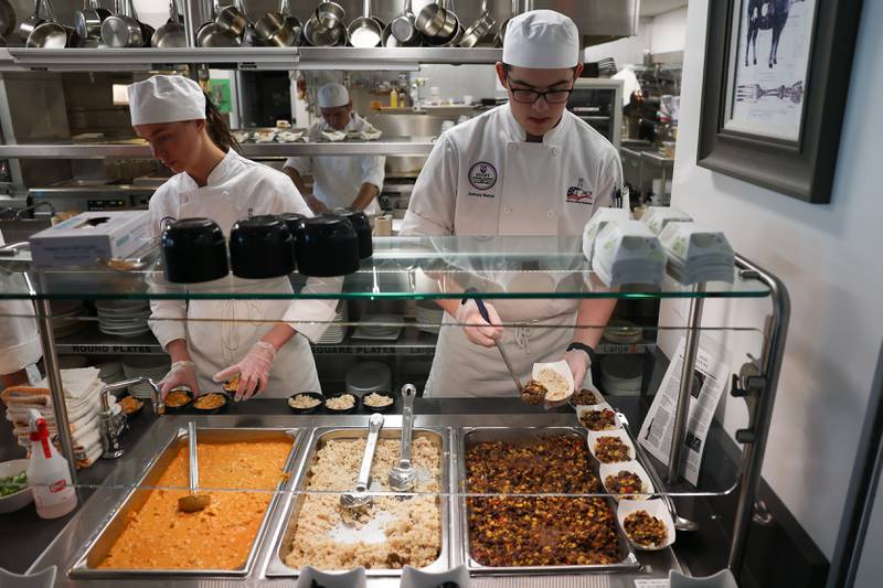 Student at Joliet Junior College culinary program tweaked and prepared recipes submitted by 8 schools at a nutritional and wellness event hosted by Joliet Junior College on Friday, April 21, 2023 in Joliet.