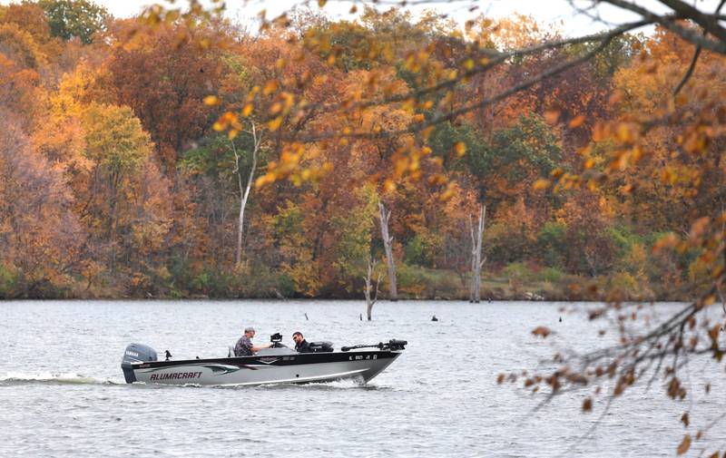 Fishermen head out onto Shabbona Lake Tuesday, Oct. 24, 2023, in Shabbona.