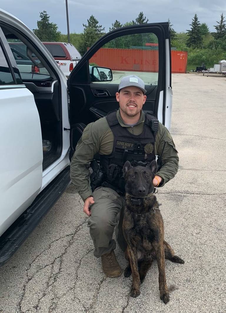 K9 Hudson was killed during a confrontation with a suspected carjacker Wednesday at Randall Road and Fabyan Parkway in Geneva.