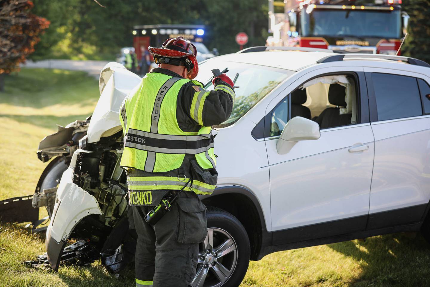 A woman was hospitalized after a crash June 17, 2025 near Woodstock.