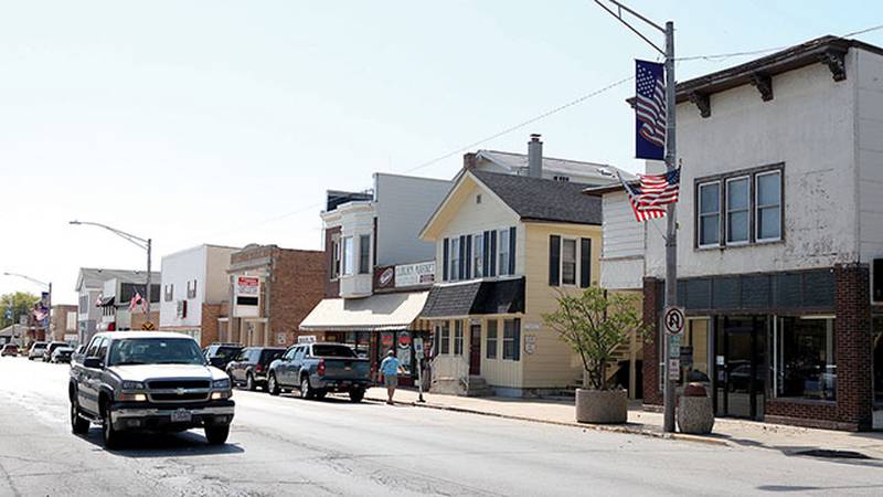 The west side of Main Street in downtown Elburn.