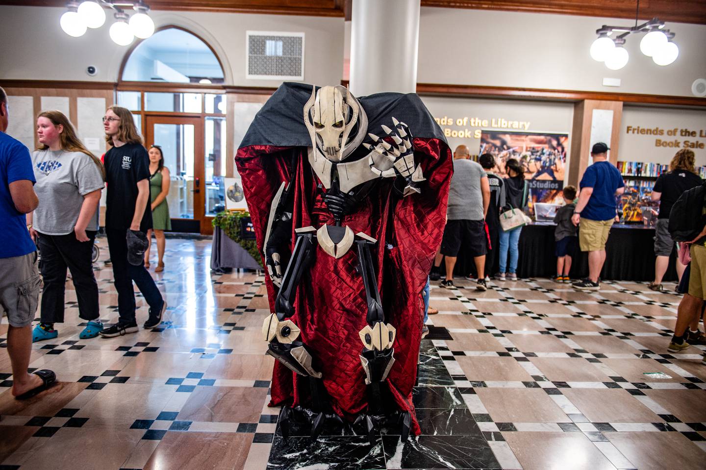 General Grievous poses for a photo inside the library at Star Wars Day on Saturday June 3, 2023 in Joliet.