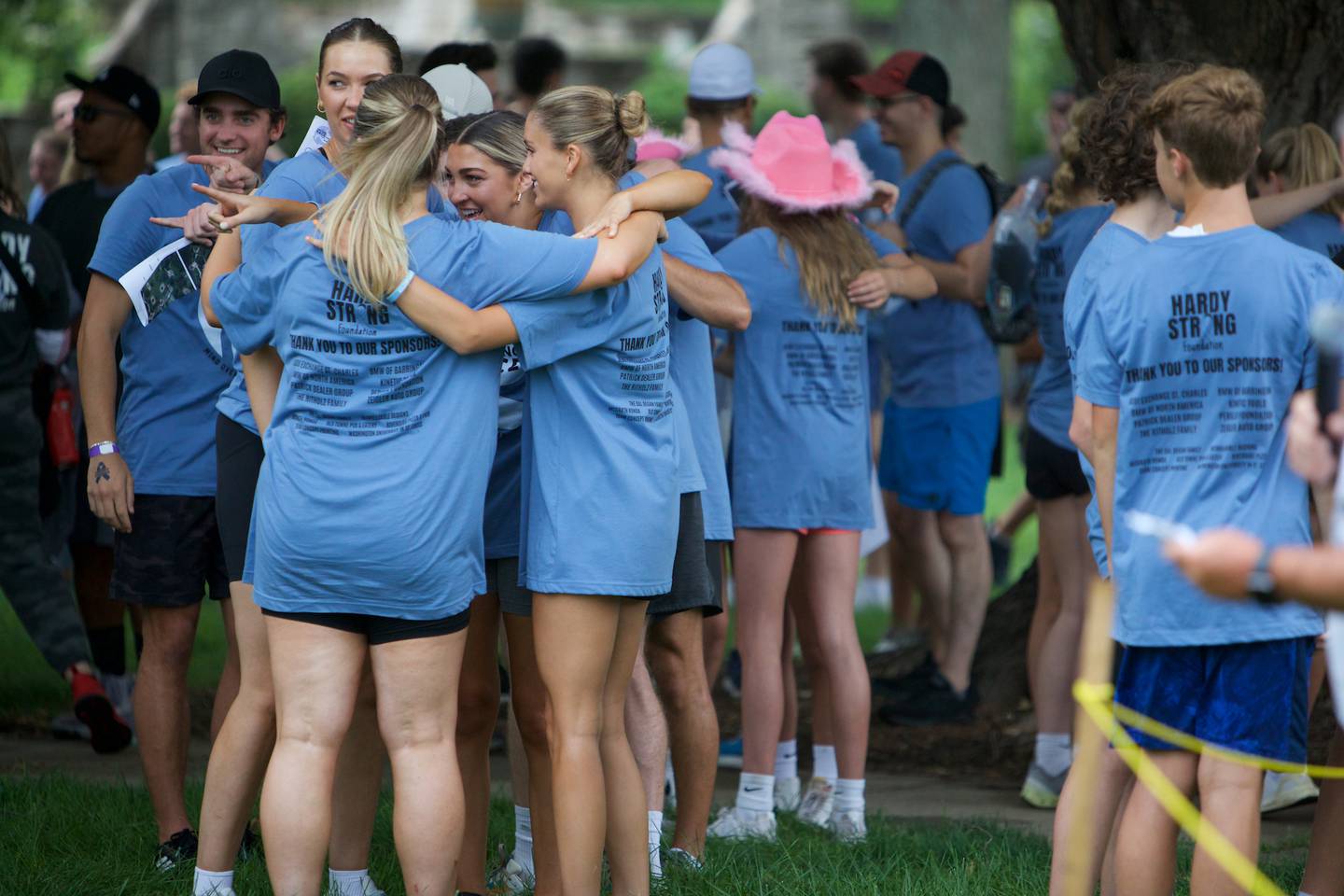 Participants prepare for the start of  The Amazing Race Hardy Strong at Mt. St. Mary Park in St. Charles on Saturday, August 5, 2023