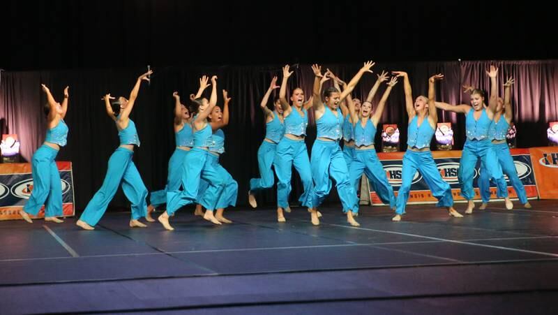 Members of the St. Charles North dance team perform during the IHSA State Dance finals on Saturday, Feb. 1, 2025 at Grossingers Motor Arena in Bloomington.