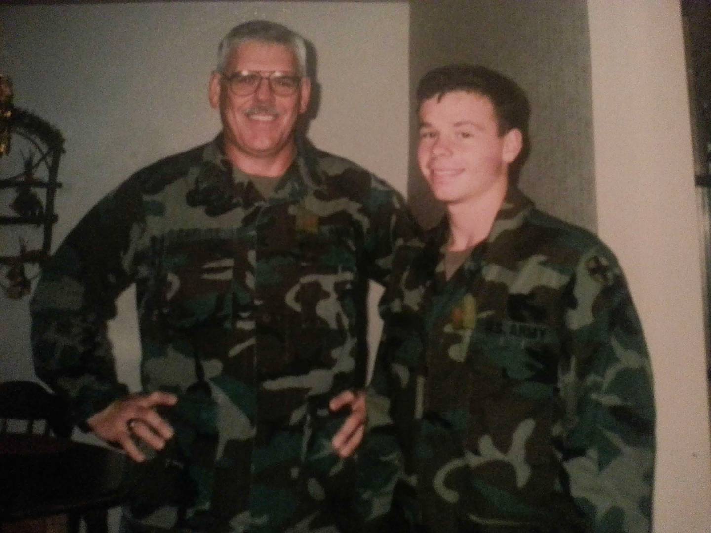 Veterans Josh Carlile stands with his father Vic Carlile.