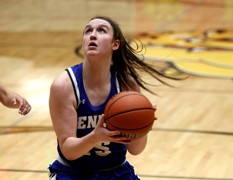 Geneva’s Cassidy Arni looks for an opening during a game at Batavia on Friday, Dec. 16, 2022.