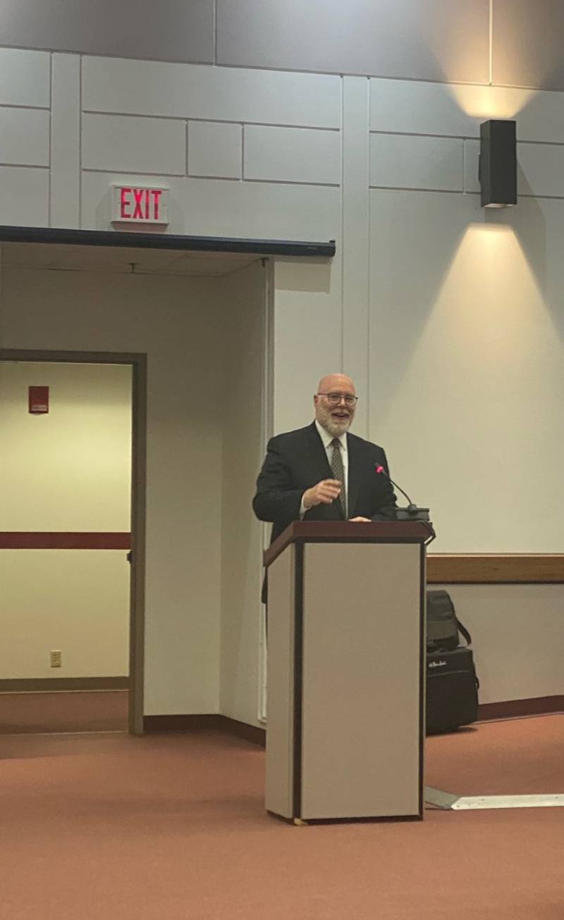 Grundy County State's Attorney Russell Baker during Tuesday nights Grundy County Board meeting.
