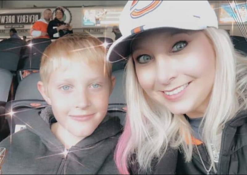 Jayden Bruno, 12, of Homer Glen, is pictured with his mother Shelley Swiderski. Jayden and his father Jared Bruno were involved in a head-on collision Saturday night after they left football practice. Friends are raising money for medical expenses through GoFundMe.