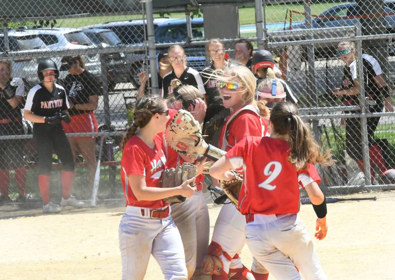 Oregon celebrates after beating Erie-Prophetstown 2-0 in regional action on Saturday.