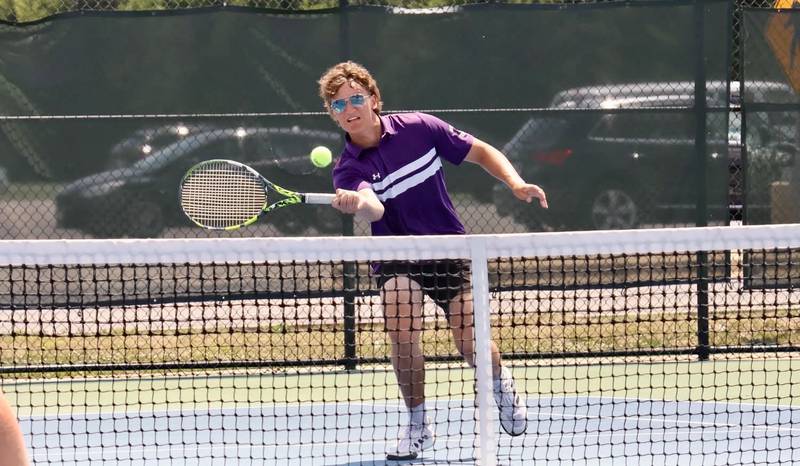 Rochelle's Mark Green competes in doubles play during the Rochelle Sectional on May 23, 2026.