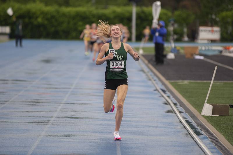 Glen Ellyn GW's Audrey Allman competes in the 1600 finals during the IHSA girls state championships, Saturday, May 21, 2022 in Charleston.