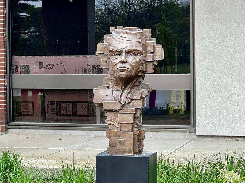 A sculpture at Sauk Valley Community College in Dixon.