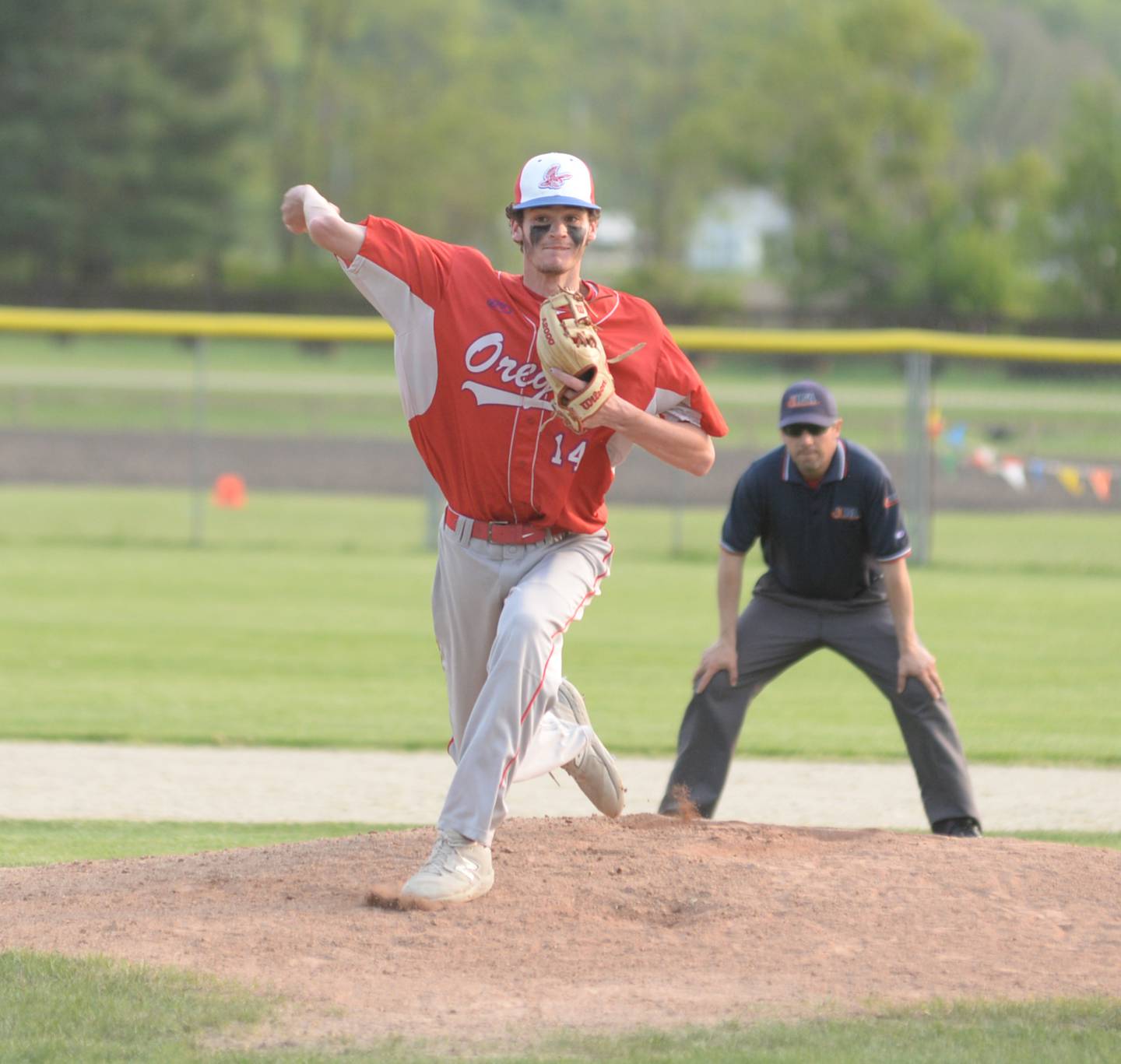 Oregon's Miley Smith pitches against Rockford Christian at the 2A Oregon regional on Wednesday, May 17.